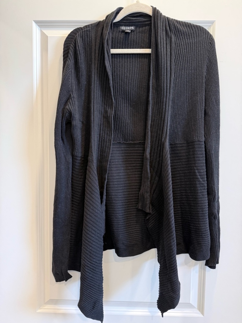 George Black Ribbed Open-Front Cardigan